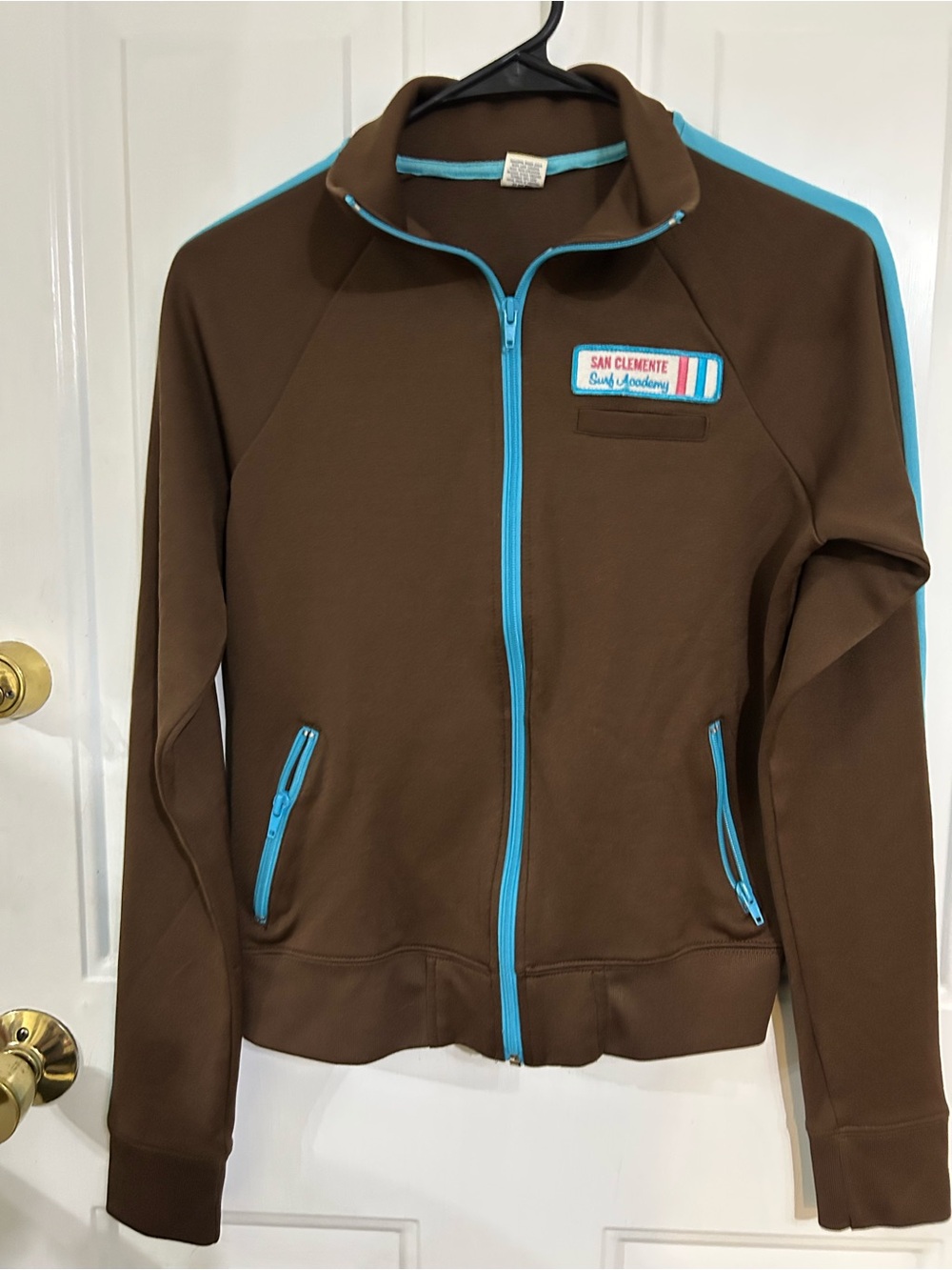 Hollister Brown Jacket with Aqua Trim
